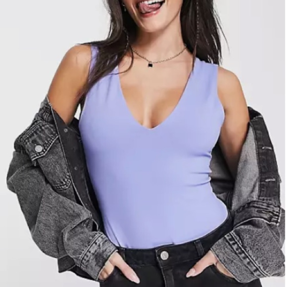 Free People Keep It Sleek Duo Bodysuit in Bittersweet Blue NWT